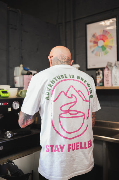 Adventure Is Brewing White T-Shirt